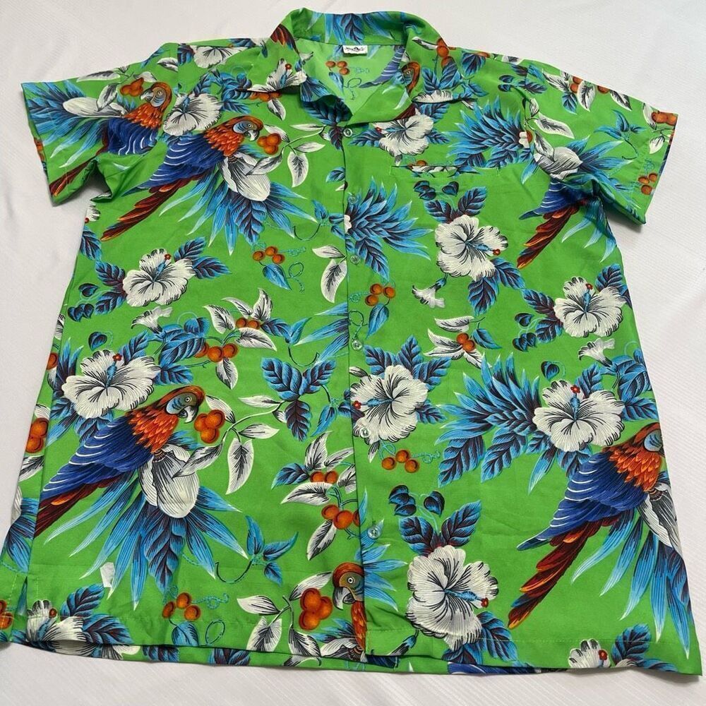 King Kameha Tropical Floral  Hawaiian Button Up Shirt Size Large